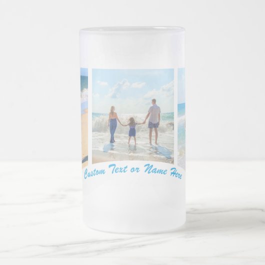 Uw Photo Collage Glass Beer Mok met aangepaste tek (Center)