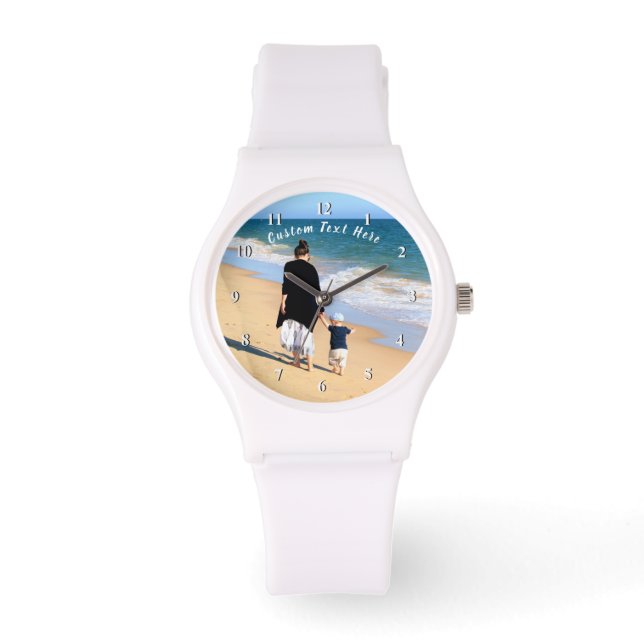 Uw Photo Watch Gift met aangepaste tekst Horloge (Voorkant)