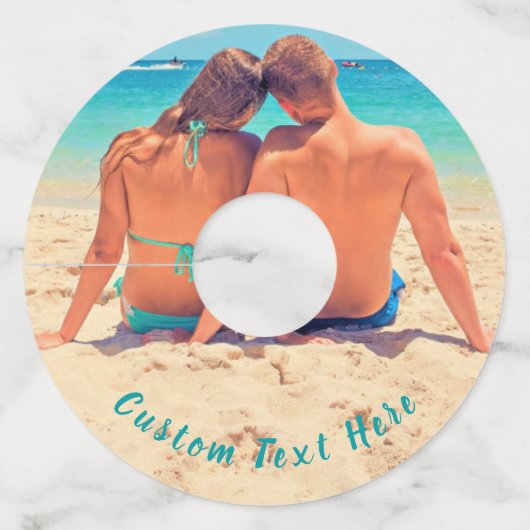 Uw Photo Wine Glass Label met aangepaste tekst (Voorkant)