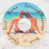 Uw Photo Wine Glass Label met aangepaste tekstnaam (Achterkant)