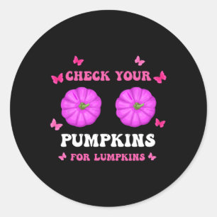 Uw pompoenen Borstkanker Bewustzijn Halloween WO Ronde Sticker