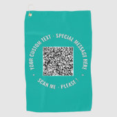 Uw QR-code aangepaste tekst en kleur golfhanddoek (Voorkant)