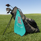 Uw QR-code aangepaste tekst en kleur golfhanddoek (Groen)