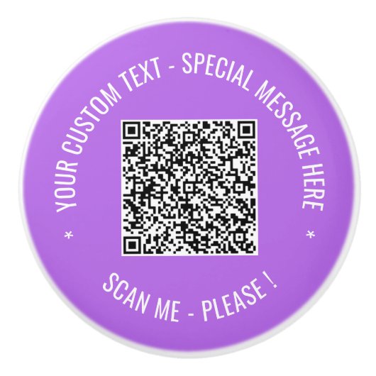 Uw QR-code aangepaste tekst en kleur keramische kn Knop (Voorkant)