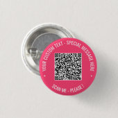 Uw QR-code aangepaste tekst en kleur knop sjabloon Ronde Button 3,2 Cm (Voorkant /achterkant)