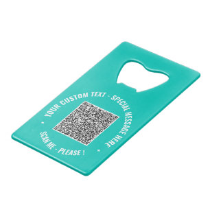 Uw QR-code aangepaste tekst en kleuren flesopener Kredietkaart Flessenopener