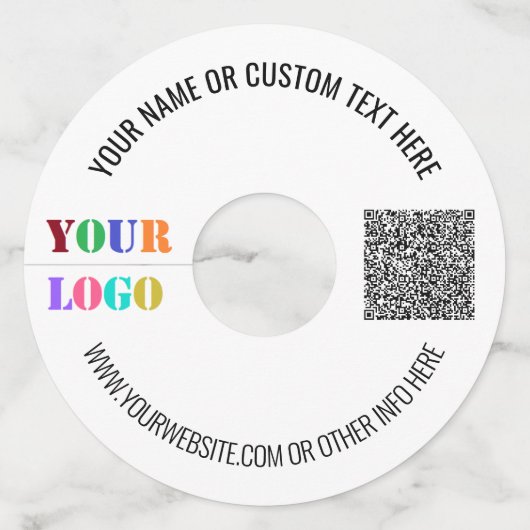 Uw QR Code Aangepaste Tekst en Logo Wijnglas Label (Achterkant)
