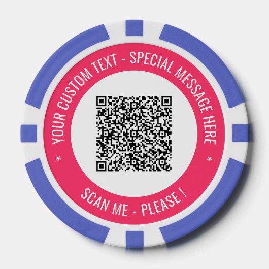 Uw QR code aangepaste tekst poker chips kiezen kle (Voorkant)