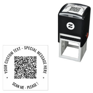 Uw QR code aangepaste tekst rond zelfinkkend stemp Zelfinktende Stempel