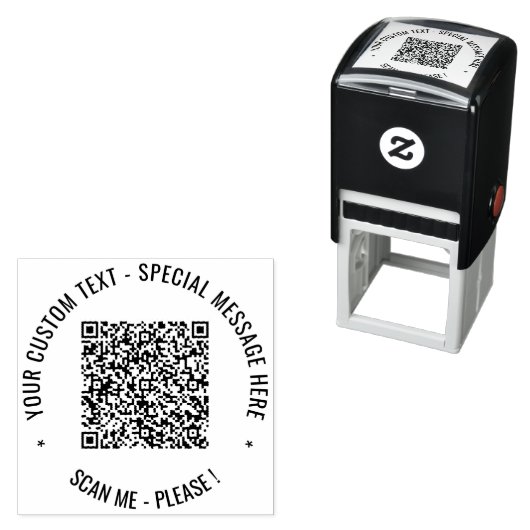 Uw QR code aangepaste tekst rond zelfinkkend stemp Zelfinktende Stempel (In situ)