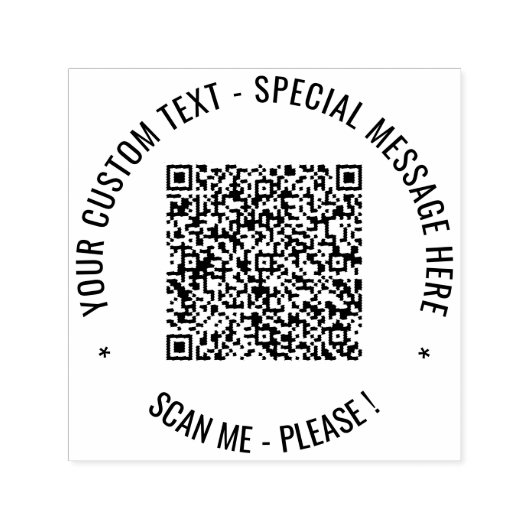 Uw QR code aangepaste tekst rond zelfinkkend stemp Zelfinktende Stempel (Design)