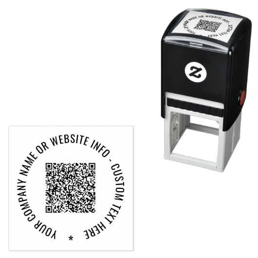 Uw QR code aangepaste tekst rond zelfinkkend stemp Zelfinktende Stempel (In situ)