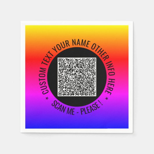 Uw QR-code Aangepaste tekst servetten voorbeeld (Voorkant)