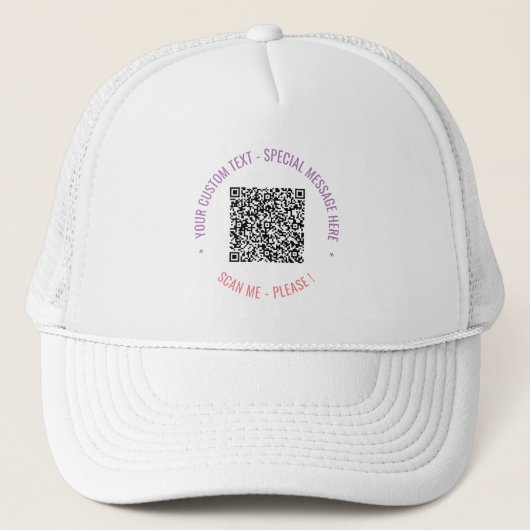 Uw QR-code Aangepaste tekst Trucker Hat Sjabloon Trucker Pet (Voorkant)