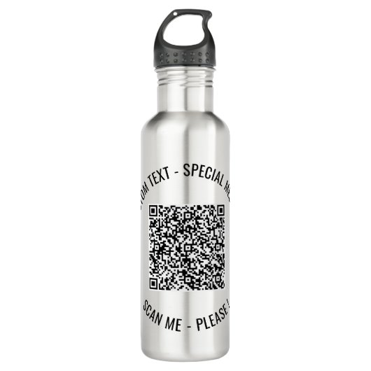 Uw QR-code Aangepaste tekst Waterfles Kies kleur Waterfles (Voorkant)