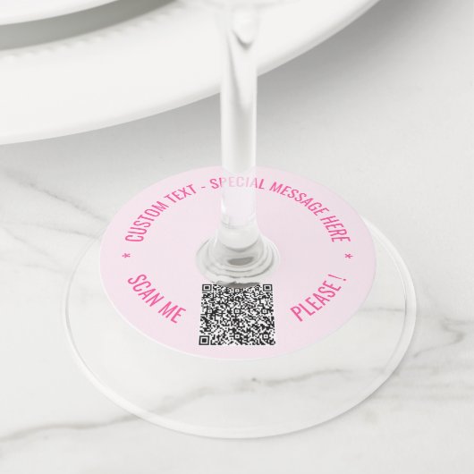 Uw QR-code Aangepaste tekst Wijnglas Label Sjabloo (Dichtbij)