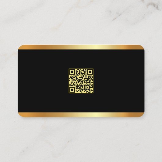 Uw QR-code Aangepaste tekst Zwart & Goud Visitekaartje (Achterkant)