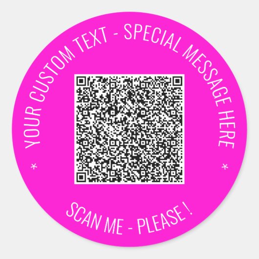 Uw QR-code aangepaste tekstkleurstickersjabloon Ronde Sticker (Voorkant)