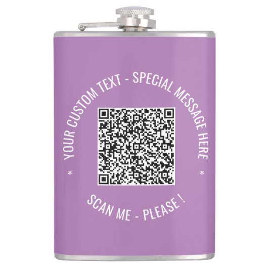 Uw QR-code Aangepaste tekstkolf Kies kleur Heupfles (Voorkant)