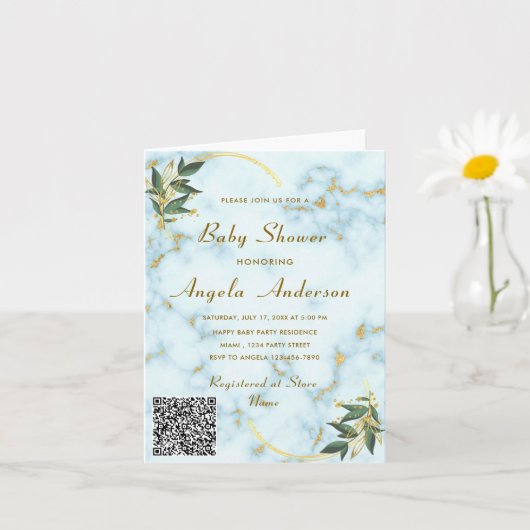 Uw QR Code Baby shower Invitation Sjabloon (Kleine Plant)