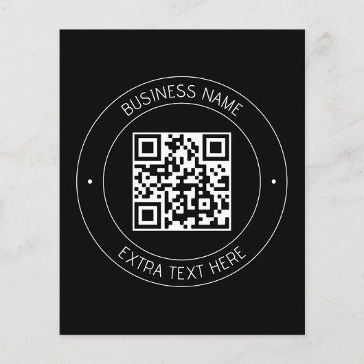 Uw QR-code & bewerkbare tekst | Zwart-wit (Voorkant)