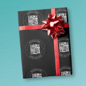Uw QR-code & Bewerkbare tekst | Zwart & Wit Cadeaupapier
