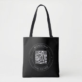 Uw QR-code & bewerkbare tekst | Zwart-wit Draagtas (Voorkant)