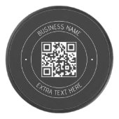 Uw QR-code & bewerkbare tekst | Zwart-wit Hockey Puck (Voorkant)