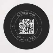 Uw QR-code & bewerkbare tekst | Zwart-wit Labels (Design 1)