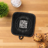 Uw QR-code & bewerkbare tekst | Zwart-wit Pannenlap (Top down)