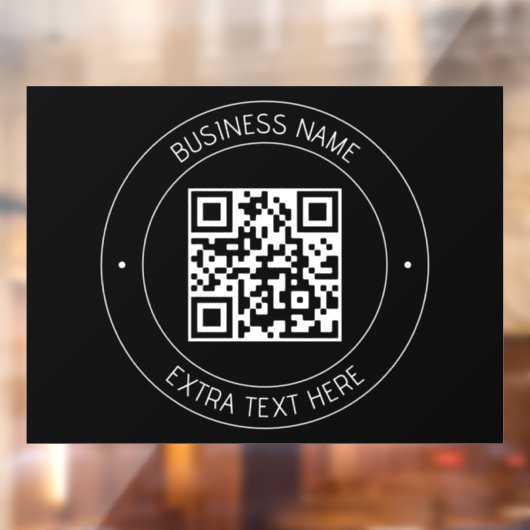 Uw QR-code & bewerkbare tekst | Zwart-wit Raamsticker (Vel 2)
