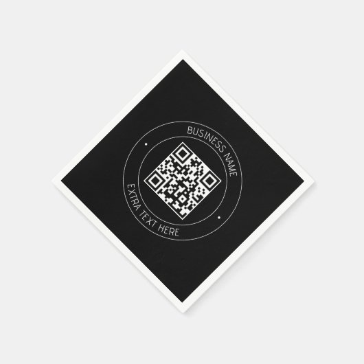 Uw QR-code & bewerkbare tekst | Zwart-wit Servet (Hoek)