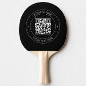 Uw QR-code & bewerkbare tekst | Zwart-wit Tafeltennisbatje (Voorkant)