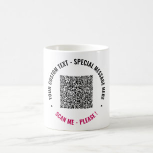 Uw QR Code Coffee Mok met aangepaste tekst en kleu