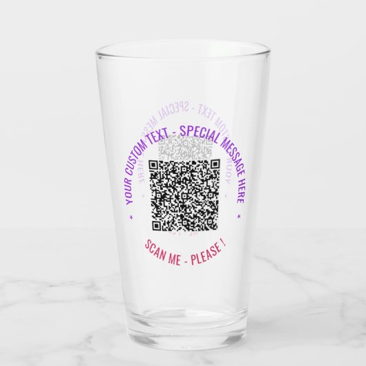 Uw QR-code en aangepast tekstglas Kies kleuren Glas (Achterkant)
