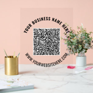 Uw QR Code en Aangepaste Tekst Acryl Teken Bord