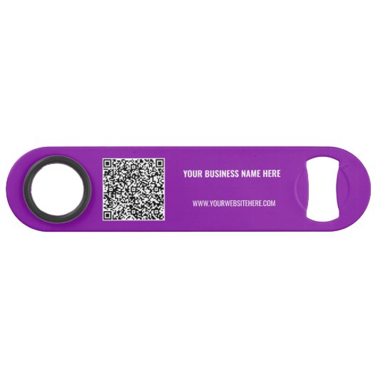 Uw QR-code en aangepaste tekst Business Bar Key Speed Flessenopener (Achterkant Horizontaal)