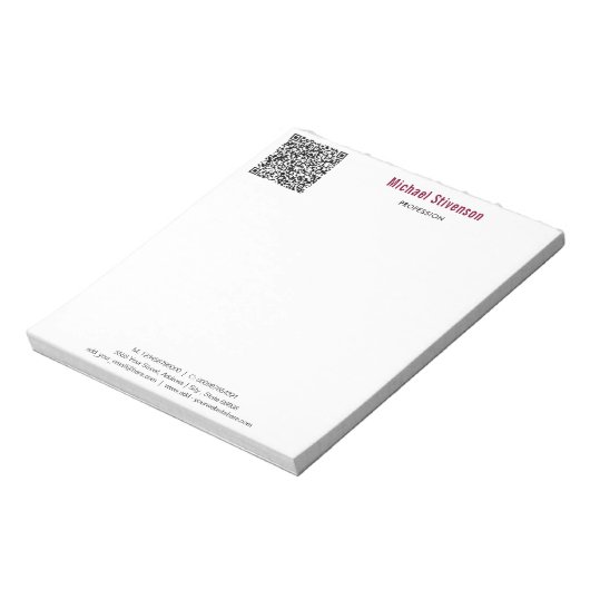 Uw QR Code en Aangepaste Tekst Business Notitieblo Notitieblok (Gedraaid)