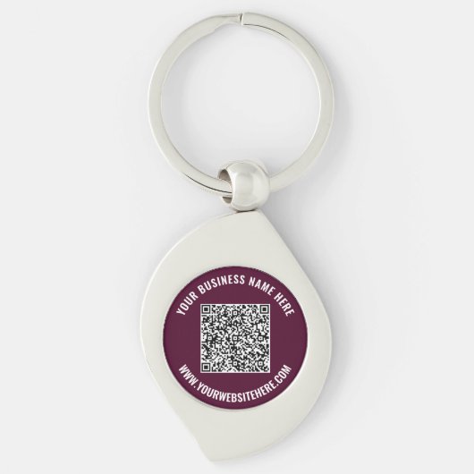 Uw QR-code en aangepaste tekst Business Sleutelhan Sleutelhanger (Voorkant)