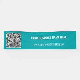 Uw QR-code en aangepaste tekst- en kleurbanner Spandoek