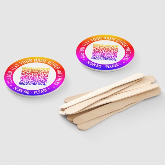 Uw QR-code en aangepaste tekst gepersonaliseerde h Handwaaier (Niet-gemonteerd)