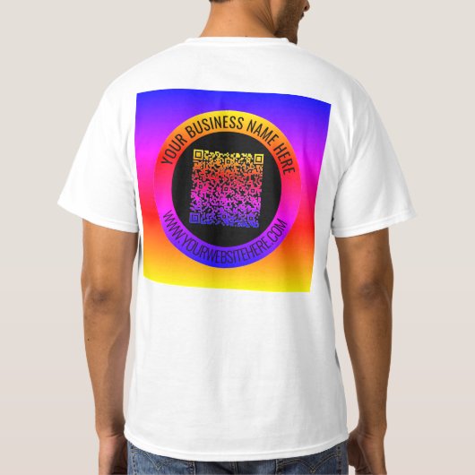 Uw QR-code en aangepaste tekst gepersonaliseerde T T-shirt (Achterkant)