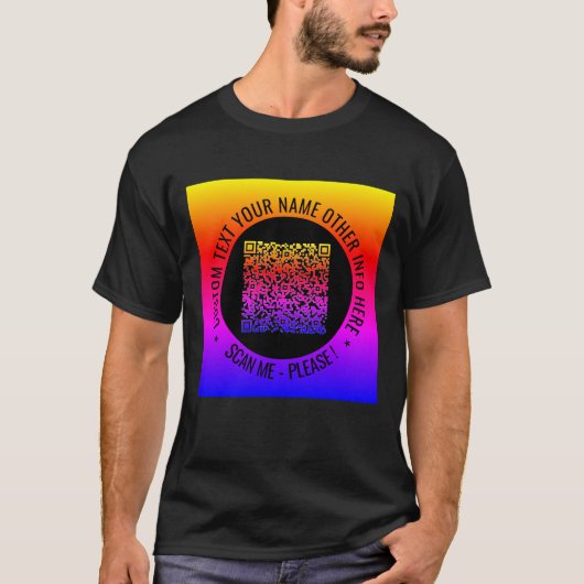 Uw QR-code en aangepaste tekst gepersonaliseerde T T-shirt (Voorkant)