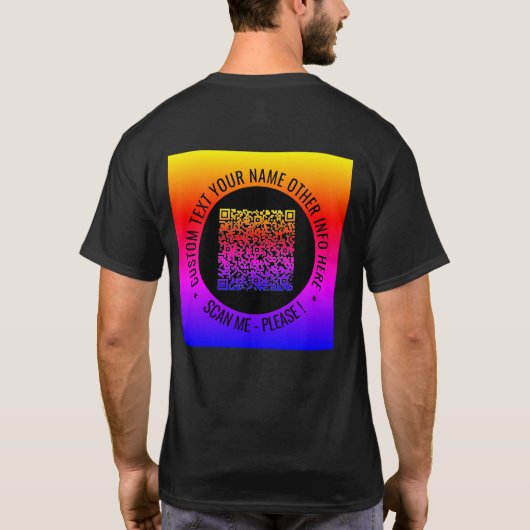 Uw QR-code en aangepaste tekst gepersonaliseerde T T-shirt (Achterkant)