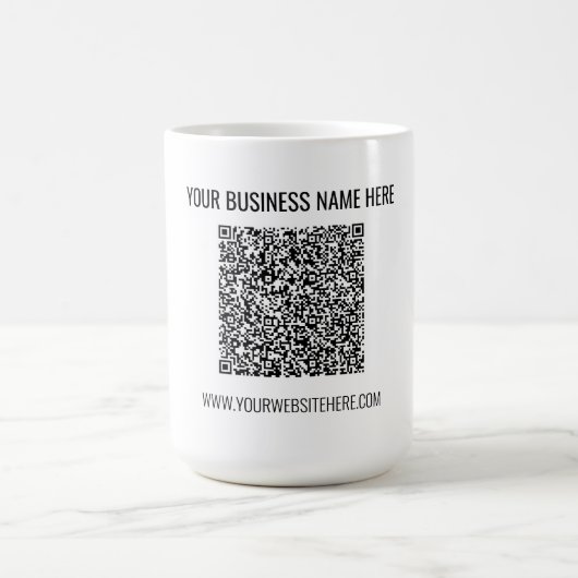 Uw QR-code en aangepaste tekst koffiemok cadeau (Center)