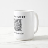 Uw QR-code en aangepaste tekst koffiemok cadeau (Voorkant rechts)