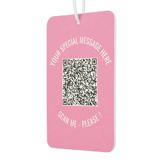 Uw QR-code en aangepaste tekst luchtverfrisser (Links)