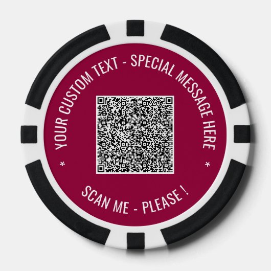 Uw QR-code en aangepaste tekst merk pokerchips (Voorkant)