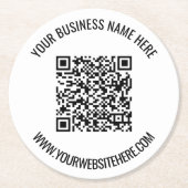 Uw QR Code en Aangepaste Tekst Papier Onderzetter (Voorkant)