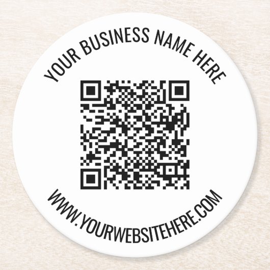 Uw QR Code en Aangepaste Tekst Papier Onderzetter (Voorkant)